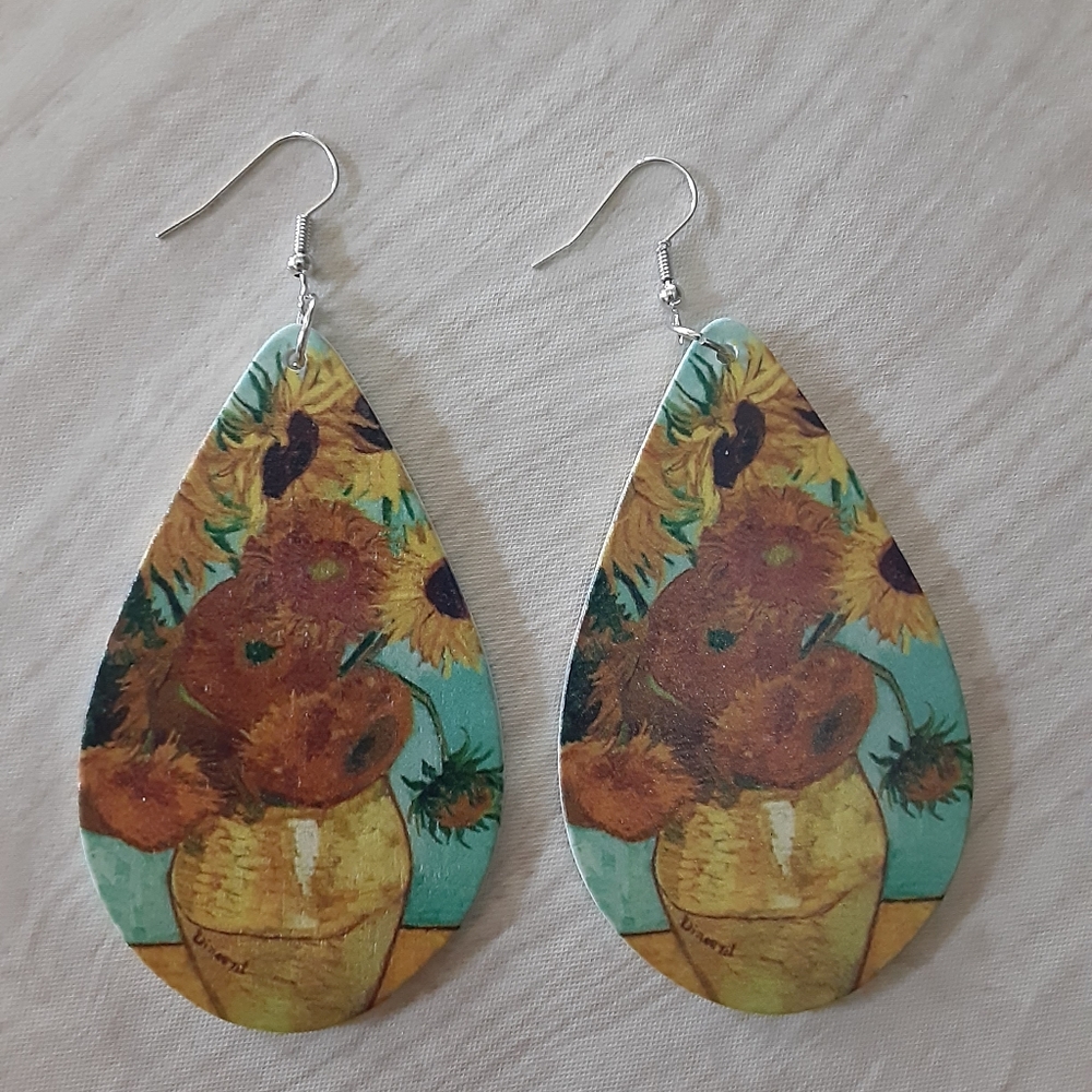 Sunflowers by Van Gogh earrings